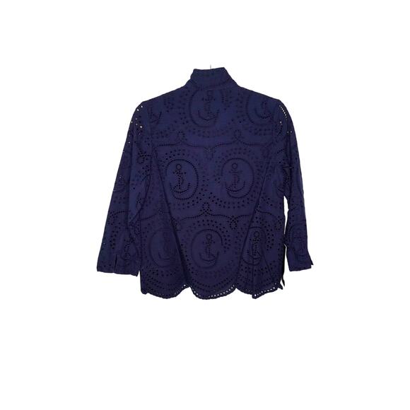 Tuckernuck Navy Nautical Eyelet Margot Stand Collar Sz XS - Picture 5 of 5